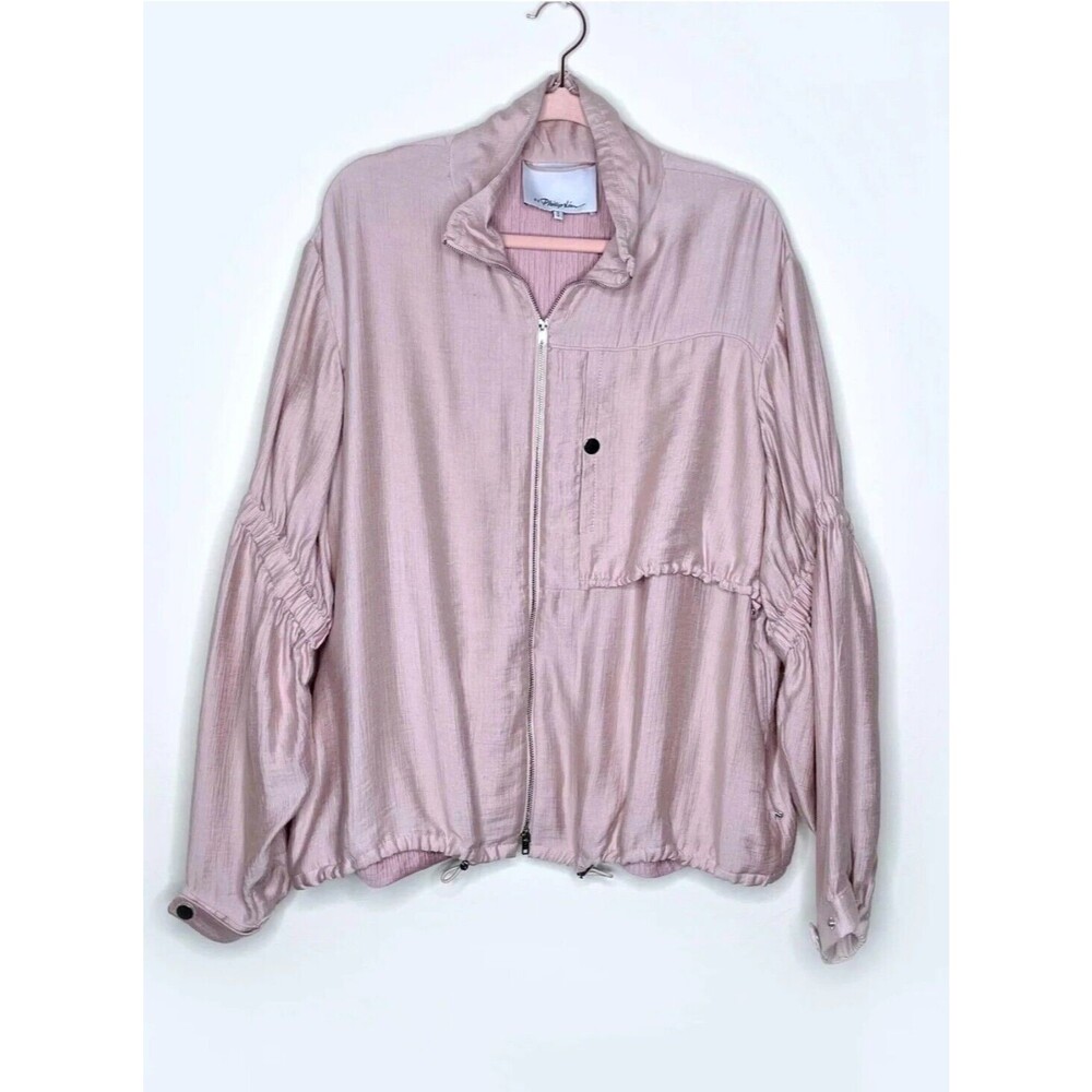 3.1 Phillip Lim Cinched Sleeve Anorak Jacket Lightweight Rose Pink Zip Sz M New